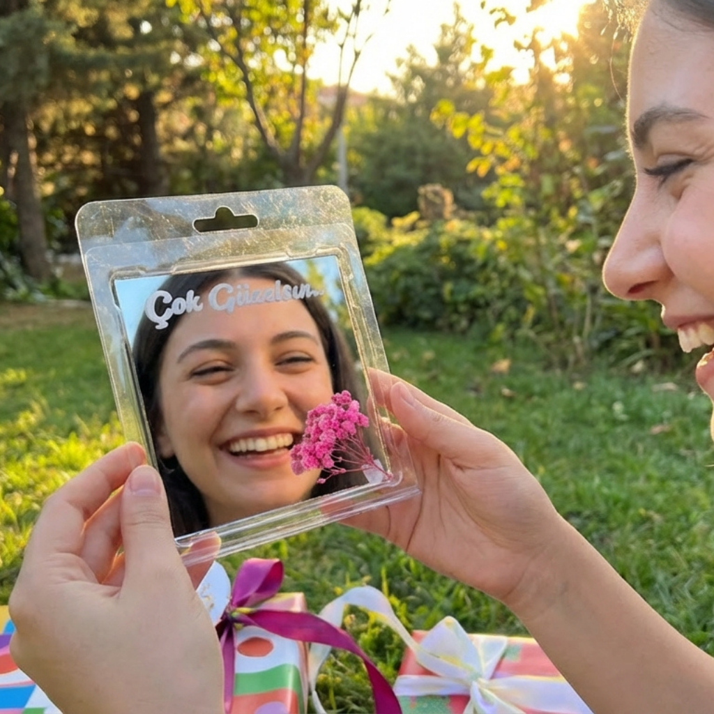 'En Güzel Çiçek Sensin' Konseptli Aynalı Hediye